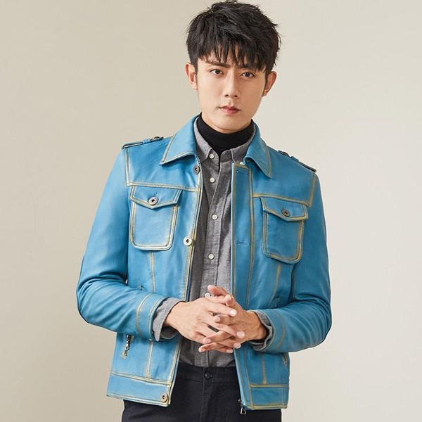 men's leather & faux jacket sheepskin genuine coats men korean short spring autumn jackets mg-1840016 yy283, Black
men's leather & faux jacket sheepskin genuine coats men korean short spring autumn jackets mg-1840016 yy283, Black