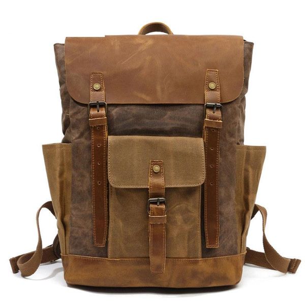 backpack vintage waxed canvas men large capacity military oiled leather school male rucksack waterproof travel bag
backpack vintage waxed canvas men large capacity military oiled leather school male rucksack waterproof travel bag