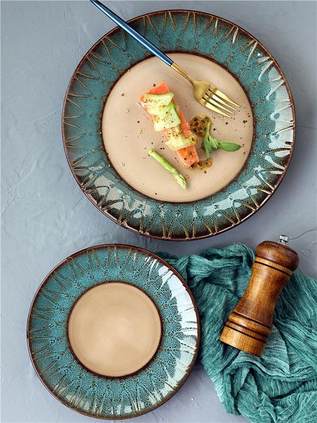 dishes & plates european peacock blue-green creative plate round steak ceramic flat western tableware
dishes & plates european peacock blue-green creative plate round steak ceramic flat western tableware