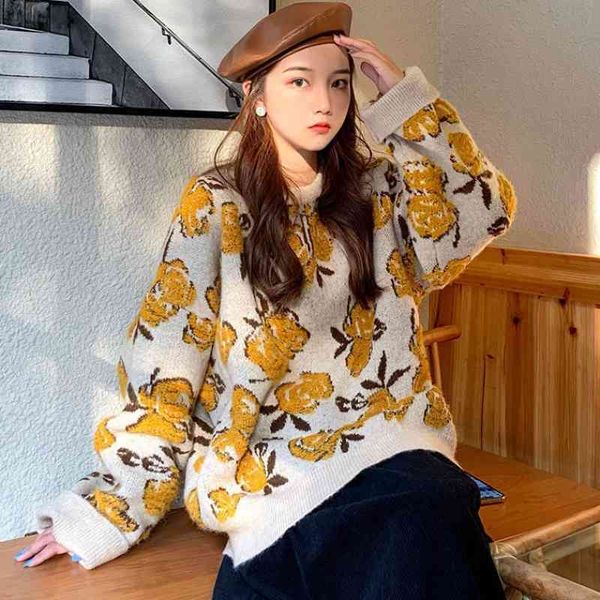 women's sweaters nomikuma autumn winter pull femme vintage hit color rose jacquard sweater causal long sleeve o-neck knitted pullover 6, White;black
women's sweaters nomikuma autumn winter pull femme vintage hit color rose jacquard sweater causal long sleeve o-neck knitted pullover 6, White;black