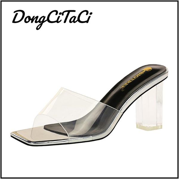 sandals dongcitaci women's square toe high heels party weeding shoes for women poop transparent, Black 
sandals dongcitaci women's square toe high heels party weeding shoes for women poop transparent, Black