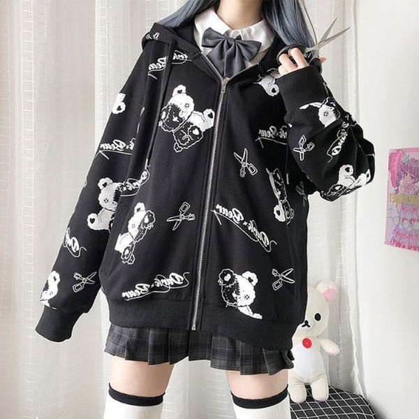 women's jackets deep feminine gothic sweatshirt, black zipper autumn fashion, girl's clothes, korean long-sleeve sweater 4wyv, Black;brown
women's jackets deep feminine gothic sweatshirt, black zipper autumn fashion, girl's clothes, korean long-sleeve sweater 4wyv, Black;brown