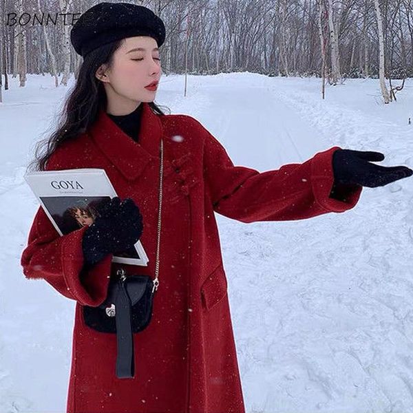 women's wool & blends women red year button design long overcoat asymmetrical the republic of china style loose students autumn, Black
women's wool & blends women red year button design long overcoat asymmetrical the republic of china style loose students autumn, Black