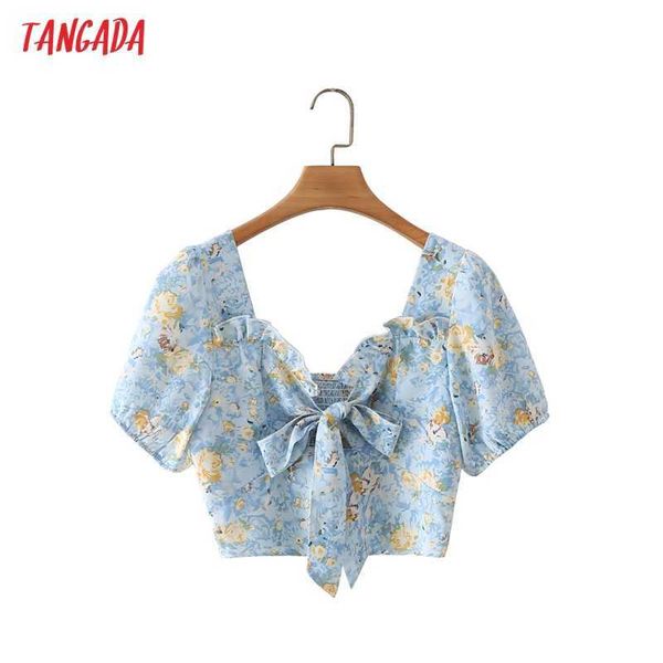 tangada women retro blue flowers print bow crop shirt short sleeve summer chic female slim shirt 2m171 210609, White
tangada women retro blue flowers print bow crop shirt short sleeve summer chic female slim shirt 2m171 210609, White