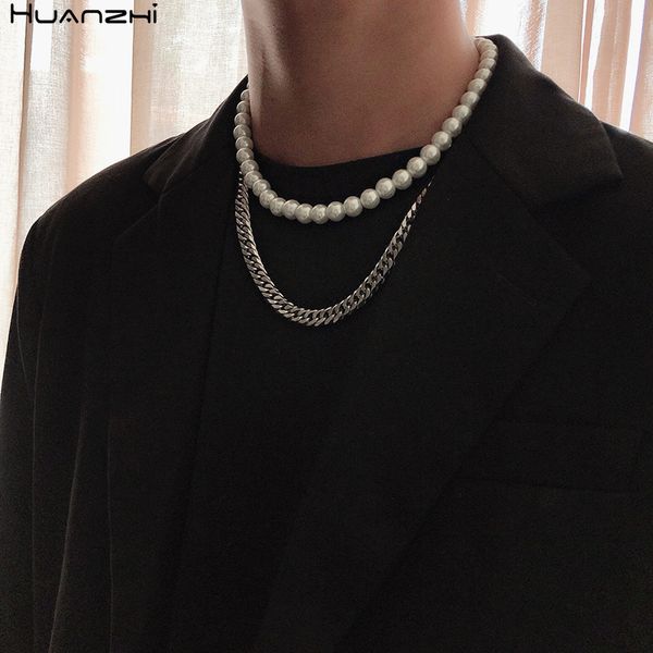 hip hop silver color double layer splicing pearl titanium steel clavicle chain metal necklace for women men jewelry
hip hop silver color double layer splicing pearl titanium steel clavicle chain metal necklace for women men jewelry