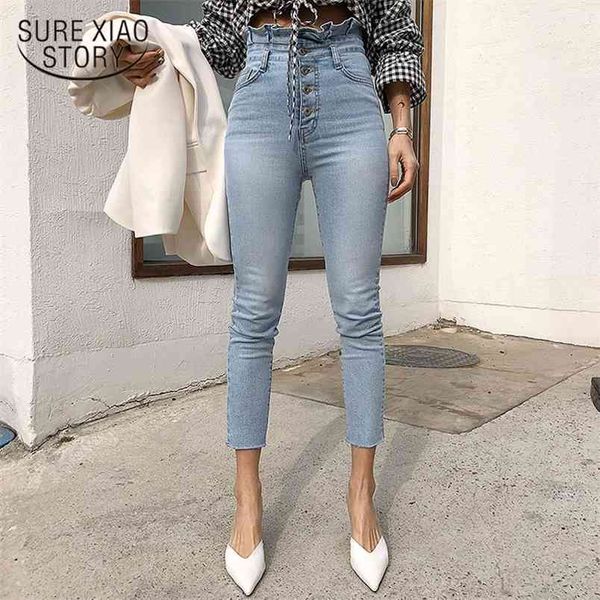 spring high waist jeans woman single-breasted pencil streetwear vintage skinny ruffles women denim trousers chic 210421, Blue
spring high waist jeans woman single-breasted pencil streetwear vintage skinny ruffles women denim trousers chic 210421, Blue