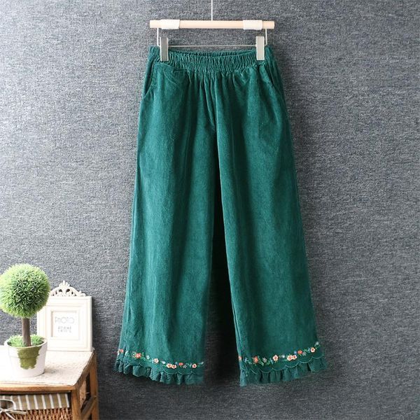 women's pants & capris 2021 autumn winter mori girl vintage literature embroidery lace wide leg elastic waist corduroy trousers, Black;white
women's pants & capris 2021 autumn winter mori girl vintage literature embroidery lace wide leg elastic waist corduroy trousers, Black;white