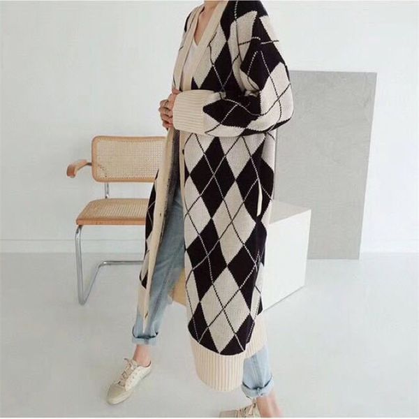 vintage oversized long knitted cardigans women autumn v-neck single-breasted patchwork plaid female open stitch sweater 210519, White
vintage oversized long knitted cardigans women autumn v-neck single-breasted patchwork plaid female open stitch sweater 210519, White