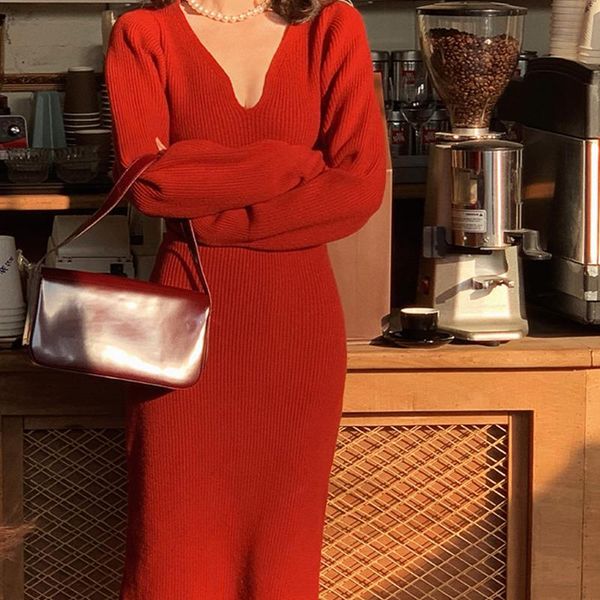 casual dresses 2021 autumn winter sweater a-line dress female vintage long sleeve knitted maxi fashion bodycon vestido, Black;gray
casual dresses 2021 autumn winter sweater a-line dress female vintage long sleeve knitted maxi fashion bodycon vestido, Black;gray