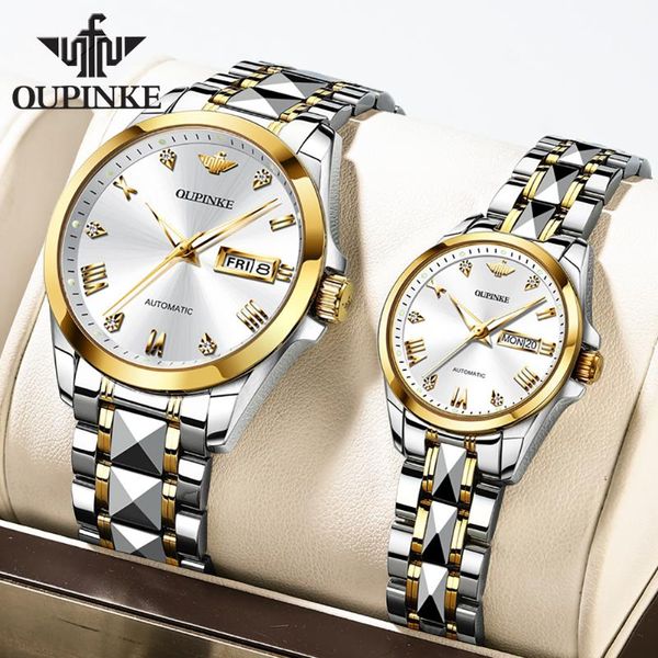 wristwatches oupinke couple watches pair men and women business waterproof automatic mechanical table 18k gold diamond watch gift for lovers, Slivery;brown
wristwatches oupinke couple watches pair men and women business waterproof automatic mechanical table 18k gold diamond watch gift for lovers, Slivery;brown