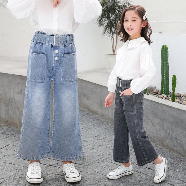 jeans fashion girls wide leg denim with belt spring summer kids bell bottom trousers female girl black blue color
jeans fashion girls wide leg denim with belt spring summer kids bell bottom trousers female girl black blue color