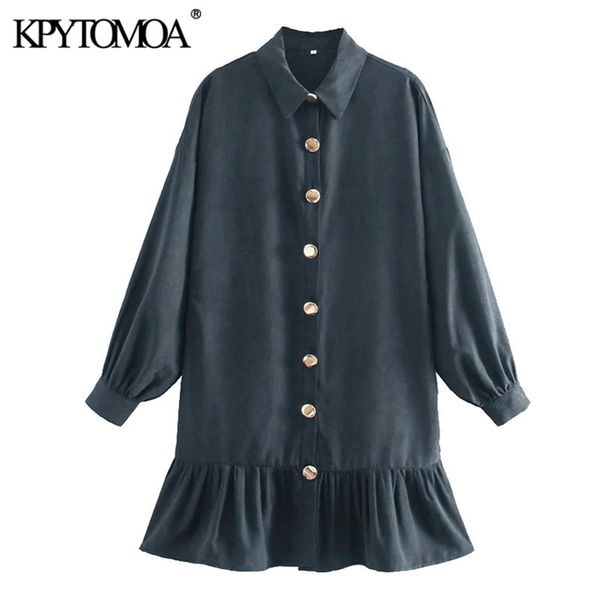 women chic fashion button-up ruffled mini shirt dress vintage long sleeve loose female dresses vestidos mujer 210421, Black;gray
women chic fashion button-up ruffled mini shirt dress vintage long sleeve loose female dresses vestidos mujer 210421, Black;gray