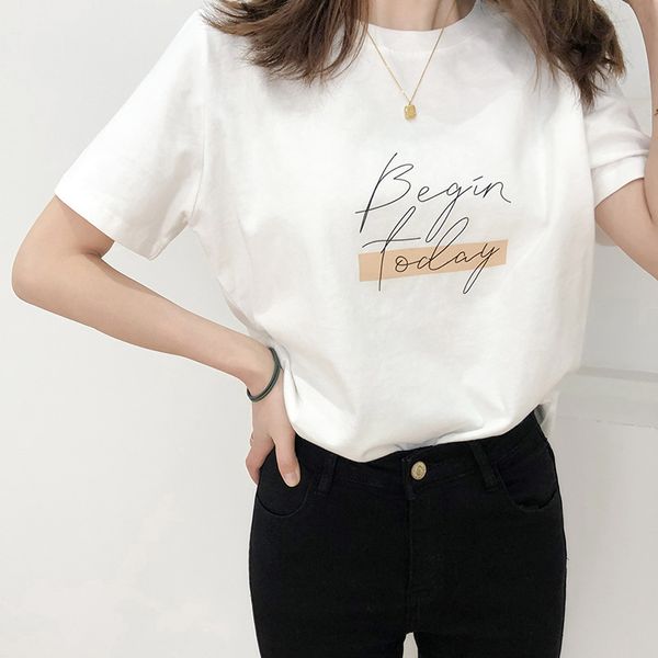 2021 summer letter print cotton t-shirt women o neck short sleeve loose girls t-shirts fashion casual basic 100% cotton, White
2021 summer letter print cotton t-shirt women o neck short sleeve loose girls t-shirts fashion casual basic 100% cotton, White
