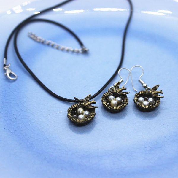 earrings & necklace enamel bird's nest pearl drop jewelry sets women's fashion set for party wedding anniversary birthday gifts, Silver
earrings & necklace enamel bird's nest pearl drop jewelry sets women's fashion set for party wedding anniversary birthday gifts, Silver