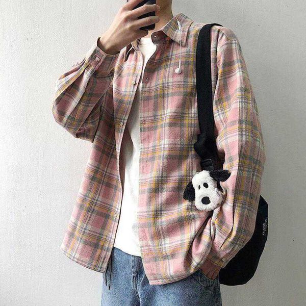 men's casual shirts shirtplaid shirt loose fitting youth student korean fashion long sleeve casual couple coat ru07, White;black
men's casual shirts shirtplaid shirt loose fitting youth student korean fashion long sleeve casual couple coat ru07, White;black