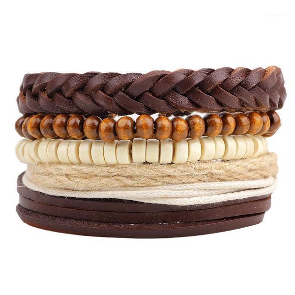 charm bracelets 4pcs/set handmade hippie punk brown macrame leather rope cord beige wood bead stackable wrap layers for man1, Golden;silver
charm bracelets 4pcs/set handmade hippie punk brown macrame leather rope cord beige wood bead stackable wrap layers for man1, Golden;silver