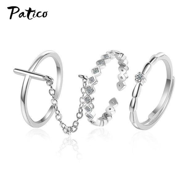 cluster rings 3pcs/set chains finger for women rose gold round hollow geometric set adjustable joint ring jewelry party gift, Golden;silver
cluster rings 3pcs/set chains finger for women rose gold round hollow geometric set adjustable joint ring jewelry party gift, Golden;silver