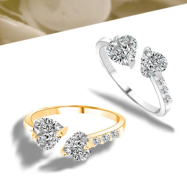 cluster rings zircon love heart for women adjustable gold silver color engagement wedding open ring bride jewelry, Golden;silver
cluster rings zircon love heart for women adjustable gold silver color engagement wedding open ring bride jewelry, Golden;silver
