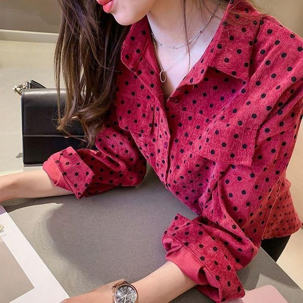 women's blouses & shirts large size women hitz korean wave point long-sleeved shirt female loose corduroy retro bottoming ut176, White
women's blouses & shirts large size women hitz korean wave point long-sleeved shirt female loose corduroy retro bottoming ut176, White