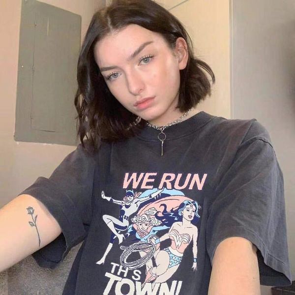 women's t-shirt dark gray cartoon beauty print letter graphic tees women cotton short sleeve vintage tshirt casual summer oversized t s, White
women's t-shirt dark gray cartoon beauty print letter graphic tees women cotton short sleeve vintage tshirt casual summer oversized t s, White