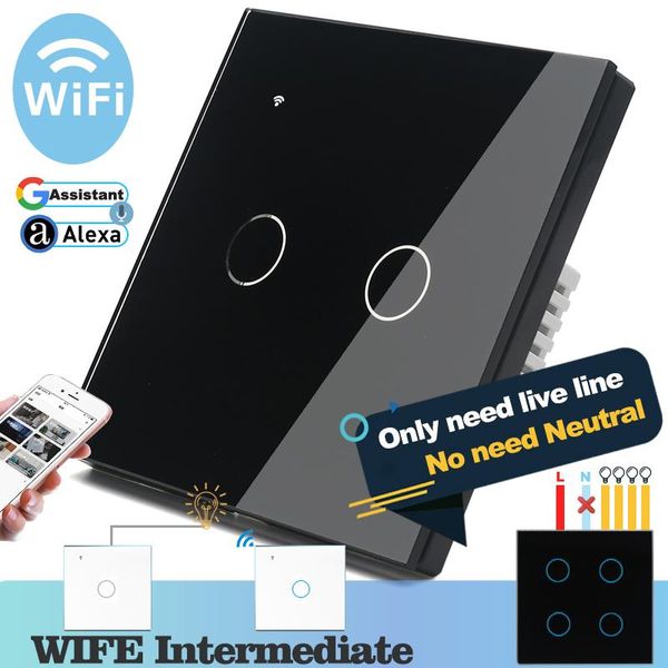 smart home control (no need neutral) wifi touch light wall switch black glass blue led phone 2 gang way alexa google
smart home control (no need neutral) wifi touch light wall switch black glass blue led phone 2 gang way alexa google