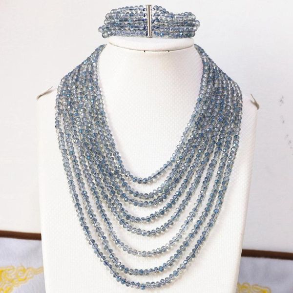 earrings & necklace blue crystal glass 4x6mm beads fashion diy jewelry set 8 rows chain nacklace 5 bracelet b855, Silver
earrings & necklace blue crystal glass 4x6mm beads fashion diy jewelry set 8 rows chain nacklace 5 bracelet b855, Silver