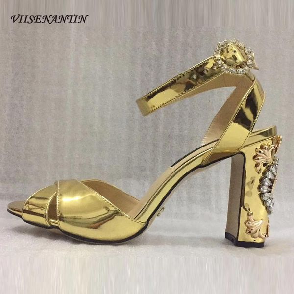 gold genuine leather lady summer sandal shoe patent ankle buckle strap rhinestone squared heel sandals, Black
gold genuine leather lady summer sandal shoe patent ankle buckle strap rhinestone squared heel sandals, Black
