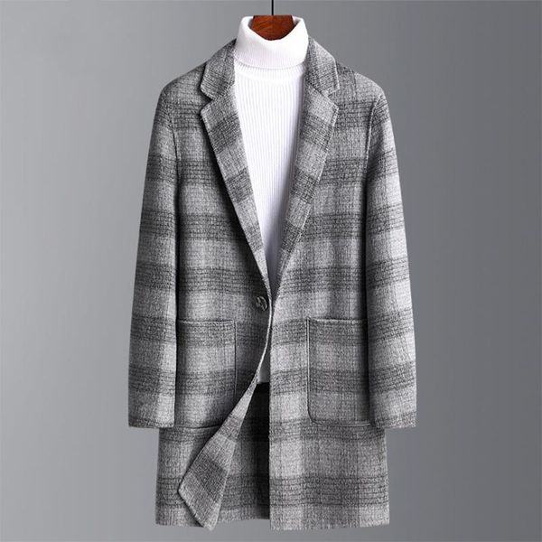 men's wool & blends  autumn winter men long woolen jacket fashion slim coat luxury business thick warm plaid, Black
men's wool & blends  autumn winter men long woolen jacket fashion slim coat luxury business thick warm plaid, Black
