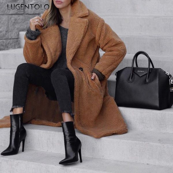 women's wool & blends women coat autumn winter double-sided plush lapel buckle loose solid color female fashion coats lugentolo, Black
women's wool & blends women coat autumn winter double-sided plush lapel buckle loose solid color female fashion coats lugentolo, Black