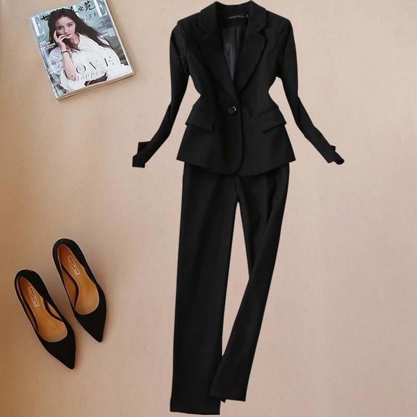 autumn and winter ol fashion suit female black retro woolen jacket nine points feet pants professional wild trend women's two piece, White
autumn and winter ol fashion suit female black retro woolen jacket nine points feet pants professional wild trend women's two piece, White