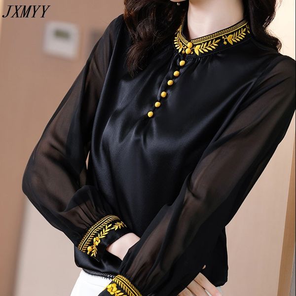jxmyyy satin silk shirt women's long-sleeved spring new retro stand-up collar embroidery blouse black 210412, White
jxmyyy satin silk shirt women's long-sleeved spring new retro stand-up collar embroidery blouse black 210412, White