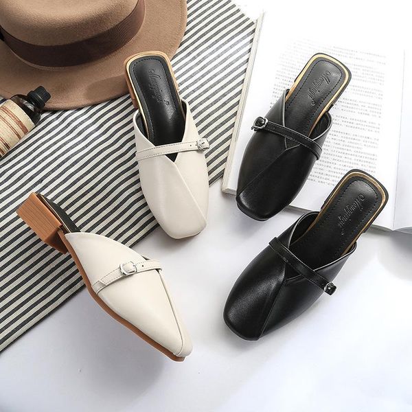 slippers genuine leather women shallow square toe mule belt buckle low heels slides casual zapatos de mujer big size mules, Black
slippers genuine leather women shallow square toe mule belt buckle low heels slides casual zapatos de mujer big size mules, Black