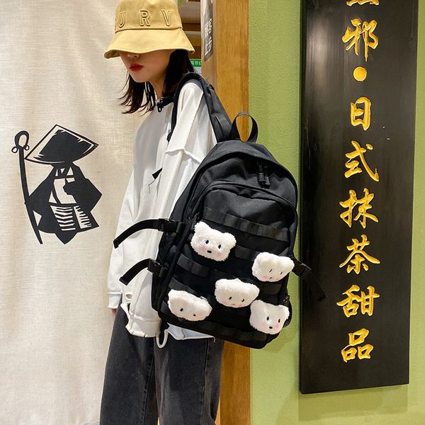 backpack korean ulzzang college style cute doll bear campus high school students versatile schoolbag female, Black;red
backpack korean ulzzang college style cute doll bear campus high school students versatile schoolbag female, Black;red