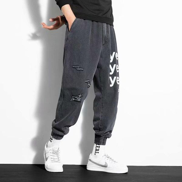 men's jeans spring autumn 2021 ripped patch trendy tie-foot boys all-match loose plus size ankle length trousers harem pants, Blue
men's jeans spring autumn 2021 ripped patch trendy tie-foot boys all-match loose plus size ankle length trousers harem pants, Blue