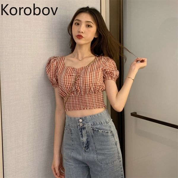 korobov korean chic plaid striped patchwork short blouse women hollow out lumber short sleeve blusas pullover summer shirt 210430, White
korobov korean chic plaid striped patchwork short blouse women hollow out lumber short sleeve blusas pullover summer shirt 210430, White