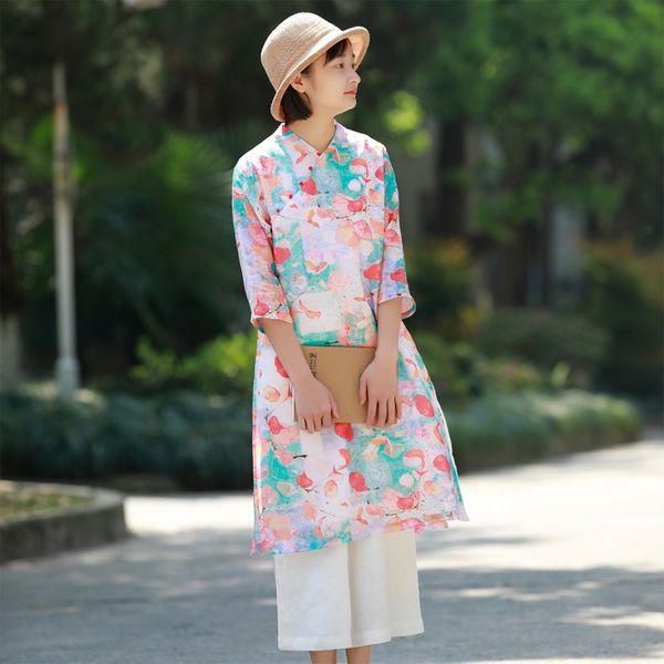 johnature women vintage cheongsam ramie dresses print floral summer clothing seven sleeve v-neck dresses 210521, Black;gray
johnature women vintage cheongsam ramie dresses print floral summer clothing seven sleeve v-neck dresses 210521, Black;gray