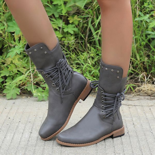414243 size foreign trade popular style vintage martin boots rear tie rivet large size womens mid boots spot, Black
414243 size foreign trade popular style vintage martin boots rear tie rivet large size womens mid boots spot, Black