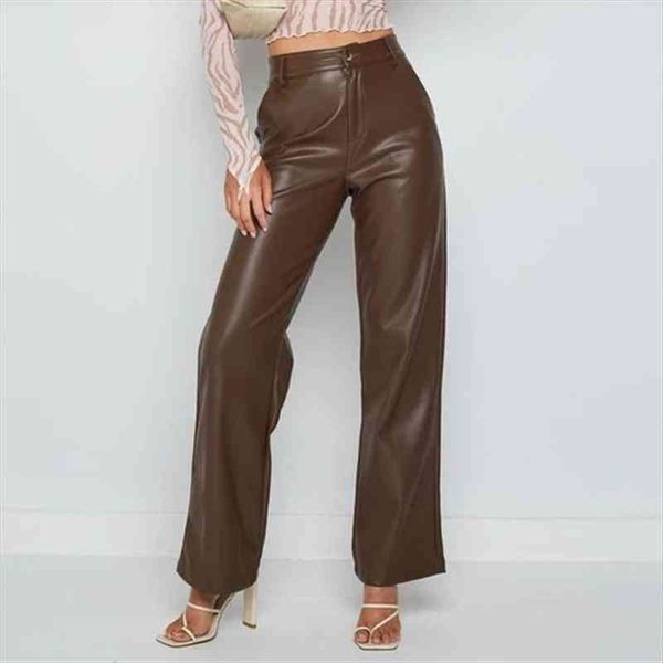 autumn winter fashion female trousers brown pu leather pants for women solid high waist pocket brown female trousers, Black;white
autumn winter fashion female trousers brown pu leather pants for women solid high waist pocket brown female trousers, Black;white