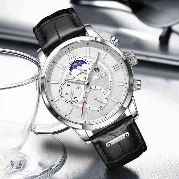 lige brand luxury clock casual leather 24hour moon phase men watch sports waterproof quartz watches mens chronograph+box 210517, Slivery;brown
lige brand luxury clock casual leather 24hour moon phase men watch sports waterproof quartz watches mens chronograph+box 210517, Slivery;brown