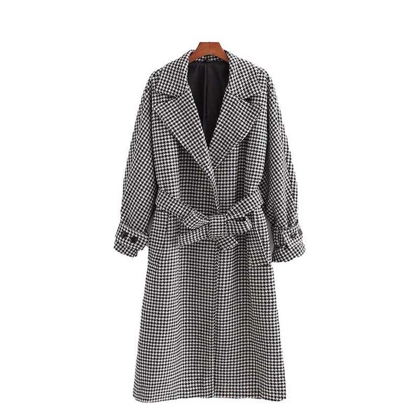 women's wool & blends elegant women plaid overcoat 2021 fashion ladies turn down collar coats causal female streetwear belt outercoat c, Black
women's wool & blends elegant women plaid overcoat 2021 fashion ladies turn down collar coats causal female streetwear belt outercoat c, Black