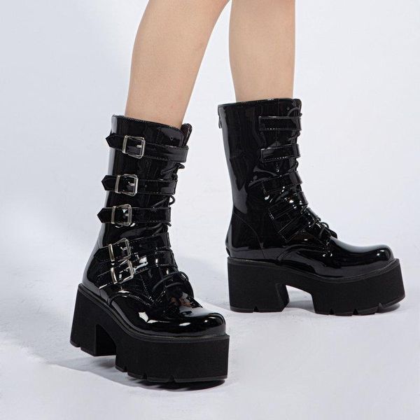 boots autumn wnter platform fashion patent leather women ankle chunky high heel motorcycle buckle woman shoes, Black
boots autumn wnter platform fashion patent leather women ankle chunky high heel motorcycle buckle woman shoes, Black