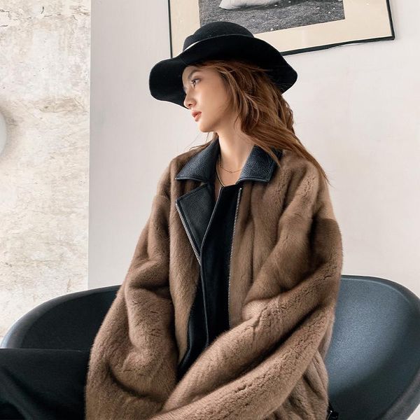 women's fur & faux menina bonita winter jacket women sheep genuine leather coat natural real mink warm outerwear streetwear locomotive, Black
women's fur & faux menina bonita winter jacket women sheep genuine leather coat natural real mink warm outerwear streetwear locomotive, Black