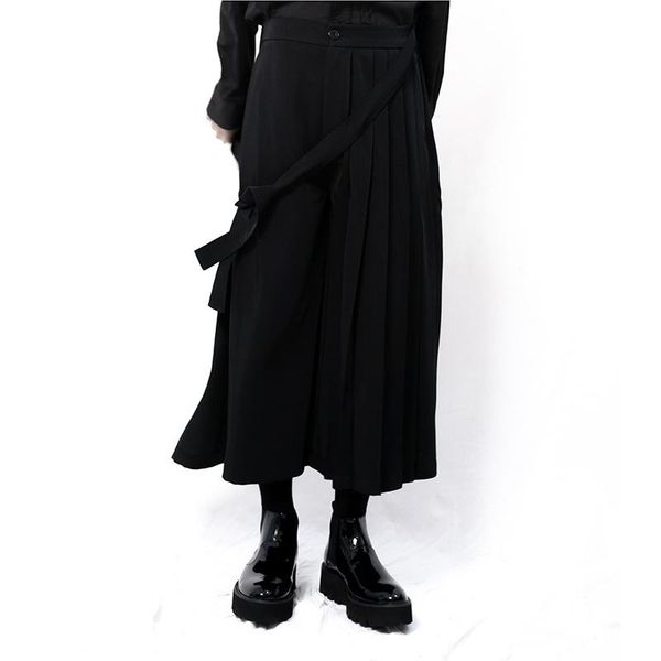 men's pants style yamamoto casual wide leg trousers skirt pleated asymmetric dark niche edge, Black
men's pants style yamamoto casual wide leg trousers skirt pleated asymmetric dark niche edge, Black