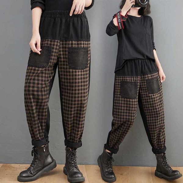 women's pants & capris spring autumn european style women casual elastic waist harem pocket patchwork plaid cotton denim ankle-length j, Black;white
women's pants & capris spring autumn european style women casual elastic waist harem pocket patchwork plaid cotton denim ankle-length j, Black;white