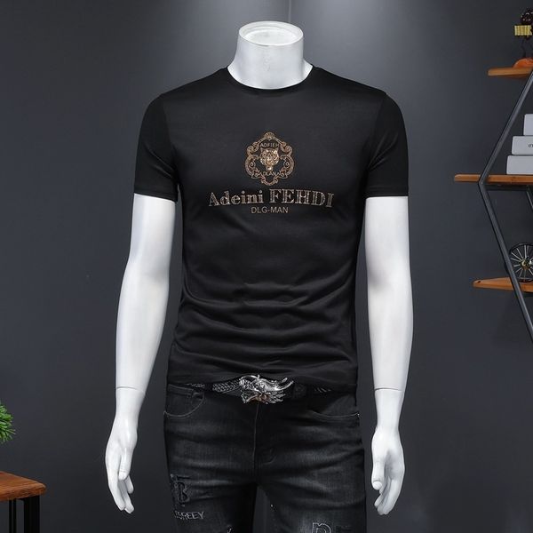 fashion t shirts 2021 summer men's round neck drilling short sleeve casual loose double mercerized cotton, White;black
fashion t shirts 2021 summer men's round neck drilling short sleeve casual loose double mercerized cotton, White;black
