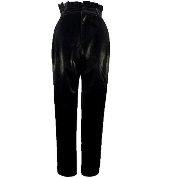 women's pants & capris fashion black pu leather harem for women casual waist trousers personality, Black;white
women's pants & capris fashion black pu leather harem for women casual waist trousers personality, Black;white