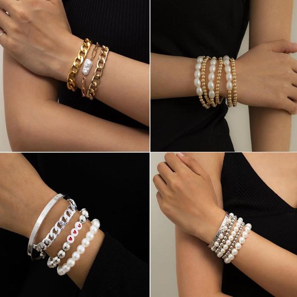 charm bracelets fashion gold silver color beads pearl multilayer beaded set for women party jewelry gift, Golden;silver
charm bracelets fashion gold silver color beads pearl multilayer beaded set for women party jewelry gift, Golden;silver