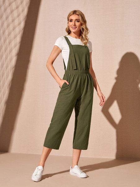 emery rose solid pinafore jumpsuit without tee t7xg#, White
emery rose solid pinafore jumpsuit without tee t7xg#, White