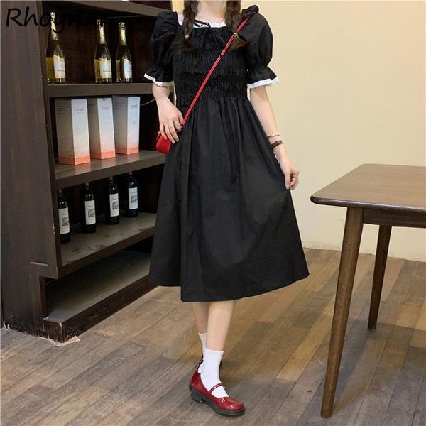 casual dresses short sleeve dress women mid-calf folds patchwork korean style summer clothing all-match kawaii girlish a-line retro ins, Black;gray
casual dresses short sleeve dress women mid-calf folds patchwork korean style summer clothing all-match kawaii girlish a-line retro ins, Black;gray