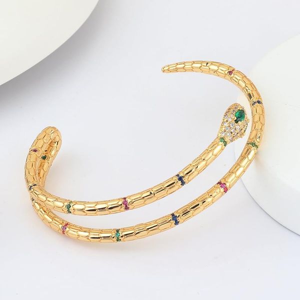 bangle fashion design cz stone green eyes gold color snake shape bangles cuff copper bracelets exquisite ornaments for women jewelry, Black
bangle fashion design cz stone green eyes gold color snake shape bangles cuff copper bracelets exquisite ornaments for women jewelry, Black